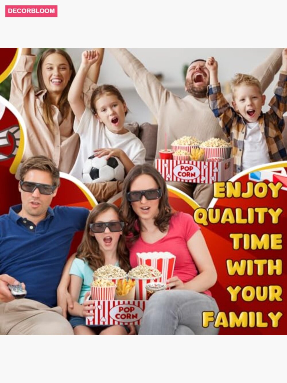 Reusable Wooden Movie Snack Trays with Handles for Popcorn - Picture 5 of 7